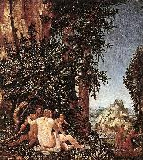 Albrecht Altdorfer, Landscape with Satyr Family